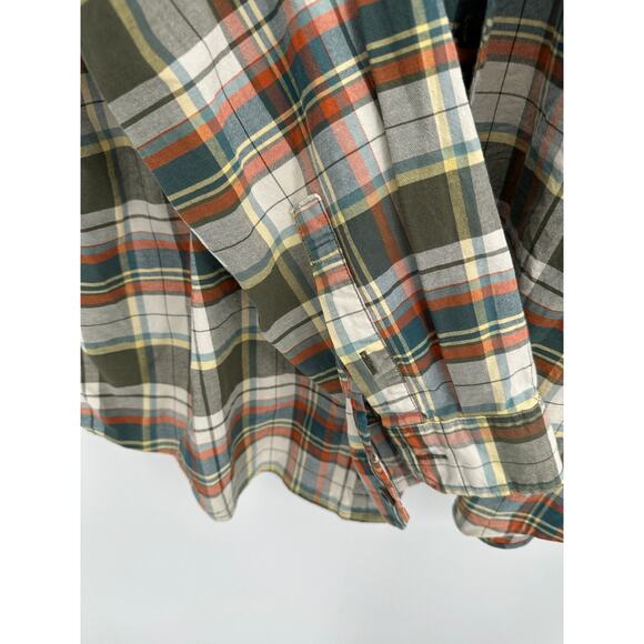 Eddie Bauer Shirt Men XL TALL Green Earth Tone Plaid Classic Fit Button Up - Picture 4 of 10